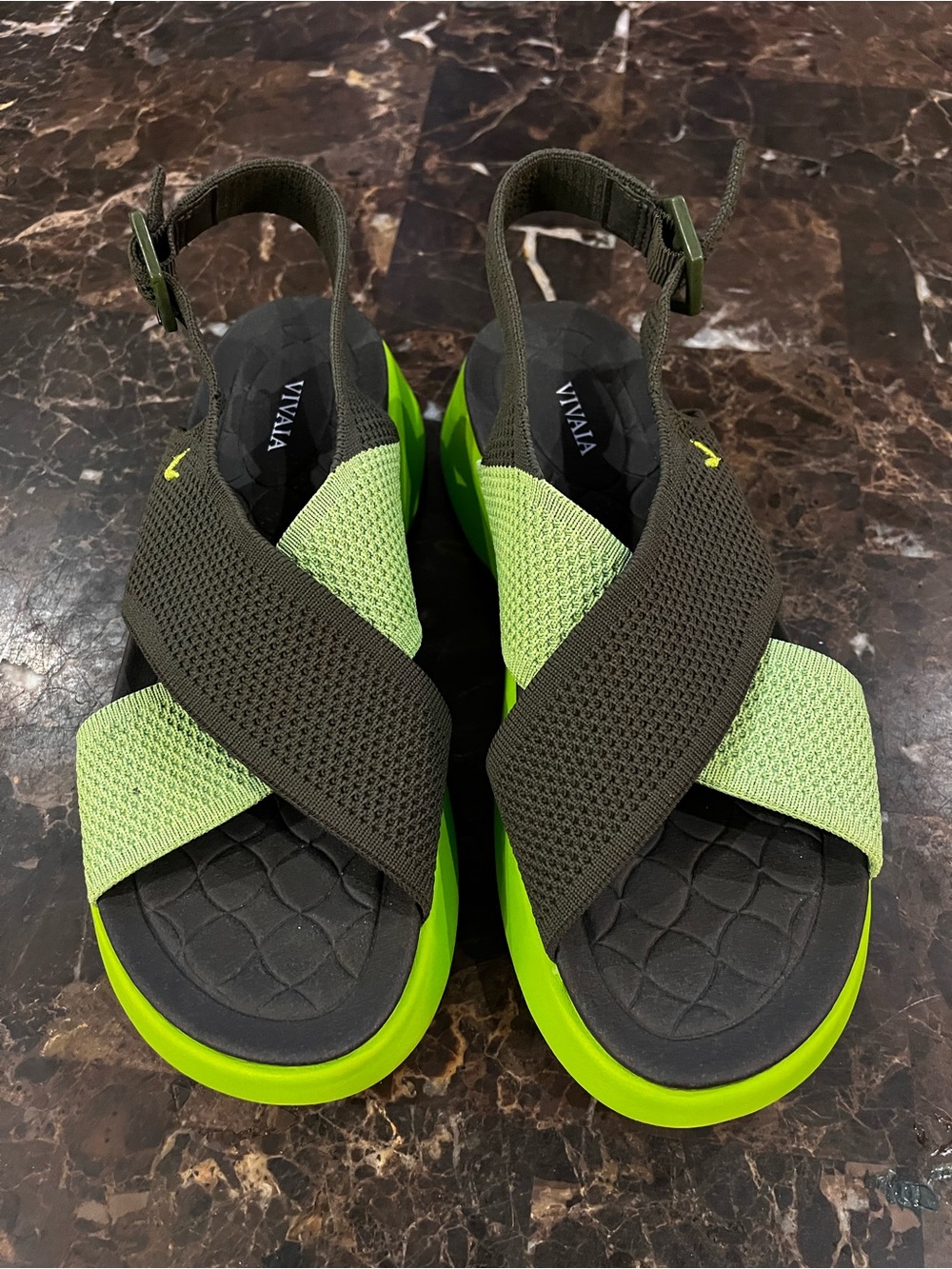 Vivaia Green & Olive Crisscross Women Sandals